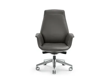 DOWNTOWN - Swivel leather executive chair with 5-spoke base with castors by Poltrona Frau - view 2